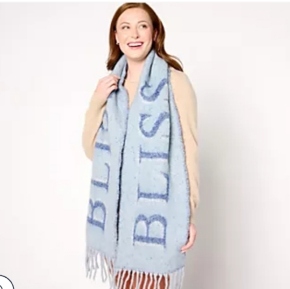 SPRIGS INSPIRATIONAL OVERSIZE SCARF BLUE BLISS - Picture 3 of 7